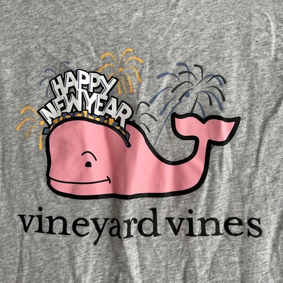Vineyard Vines | Happy New Year Whale Long-Sleeve Pocket Tee - Picture 5 of 6